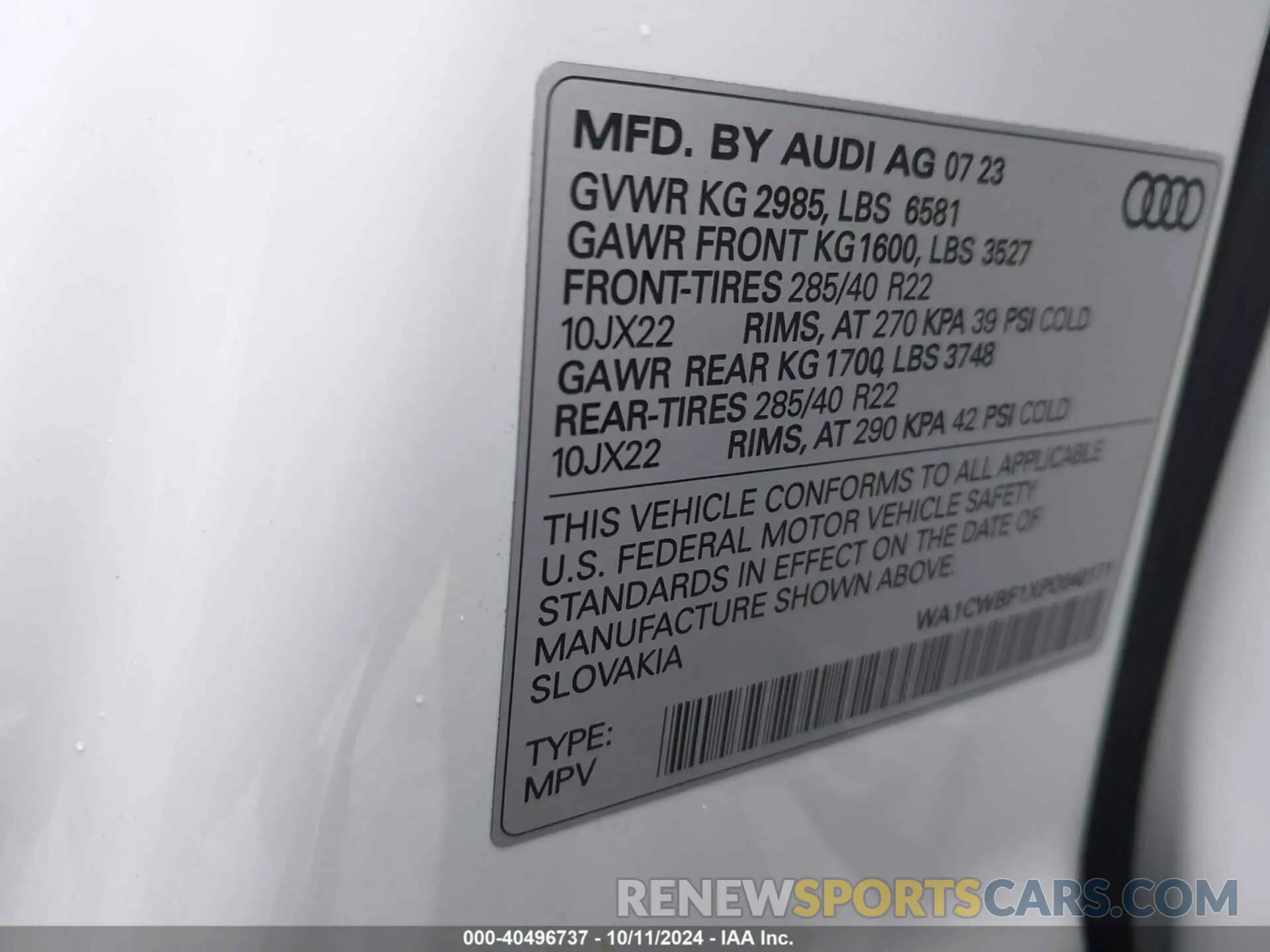 9 Photograph of a damaged car WA1CWBF1XPD040171 AUDI SQ8 2023