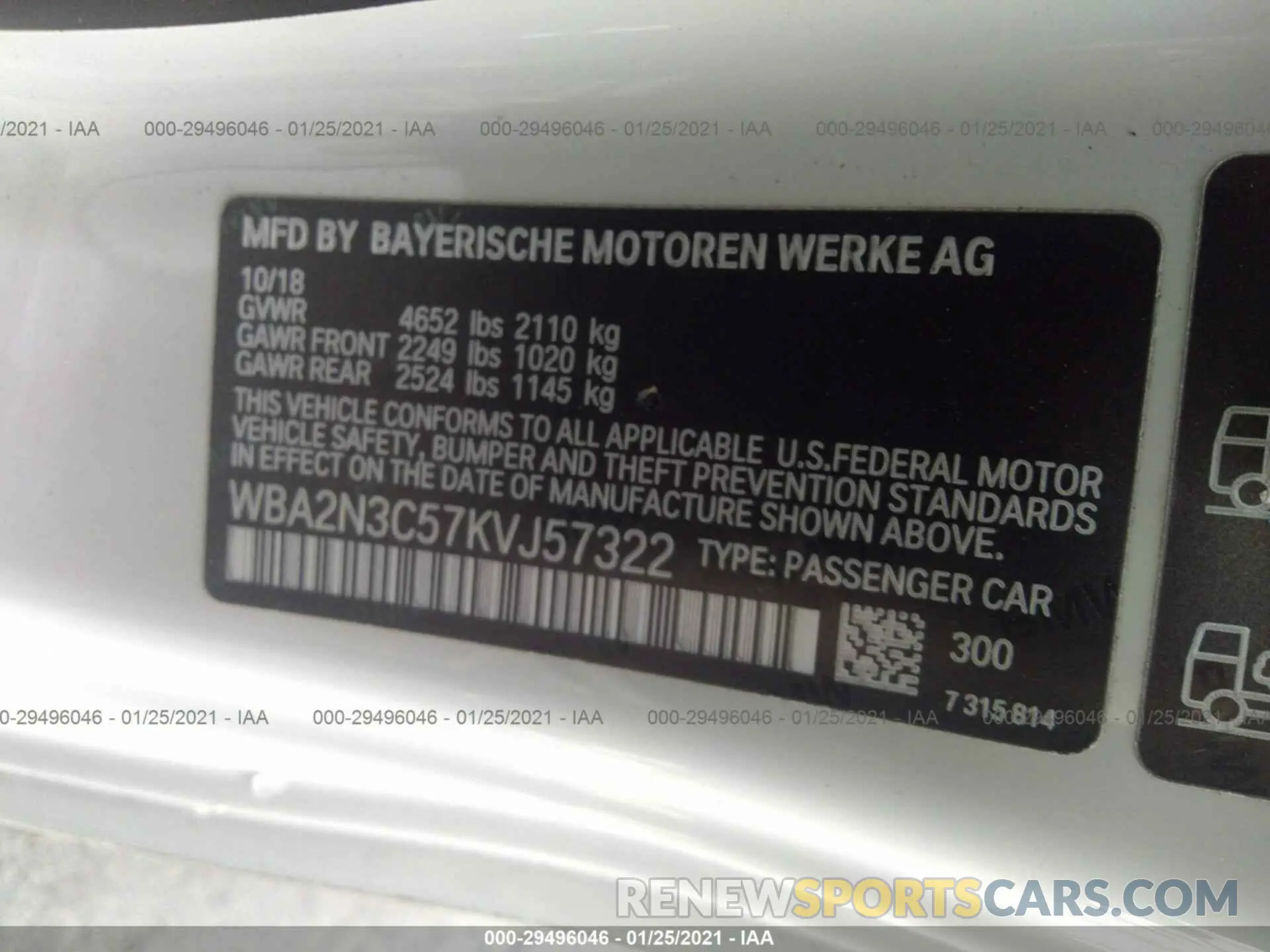 9 Photograph of a damaged car WBA2N3C57KVJ57322 BMW 2 SERIES 2019