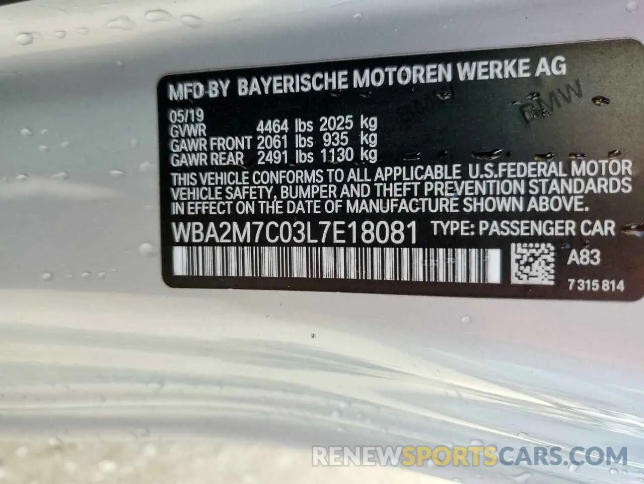 13 Photograph of a damaged car WBA2M7C03L7E18081 BMW 2 SERIES 2020