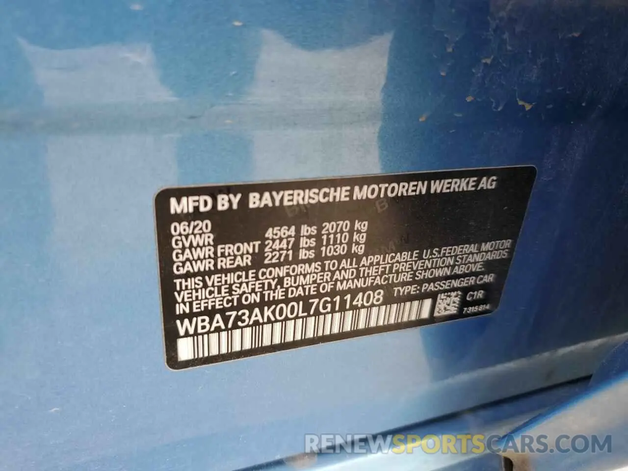 12 Photograph of a damaged car WBA73AK00L7G11408 BMW 2 SERIES 2020