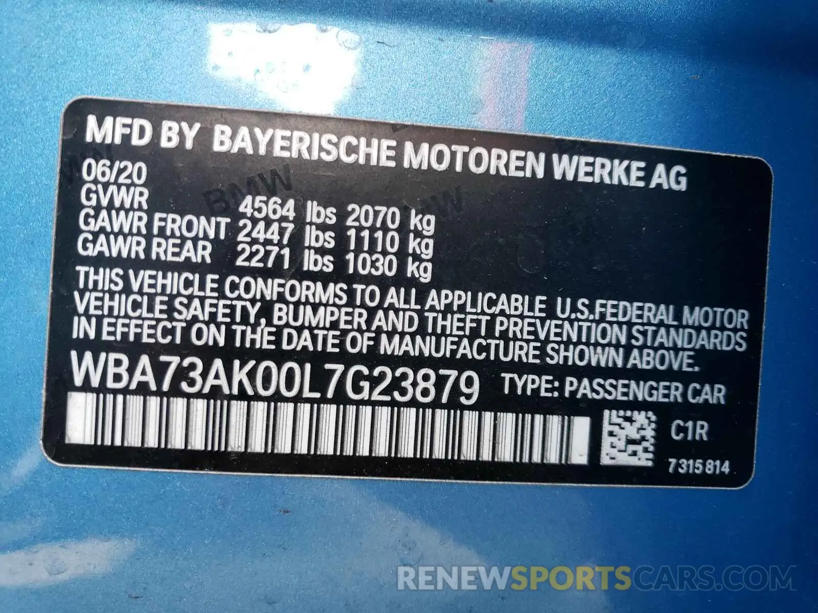 10 Photograph of a damaged car WBA73AK00L7G23879 BMW 2 SERIES 2020
