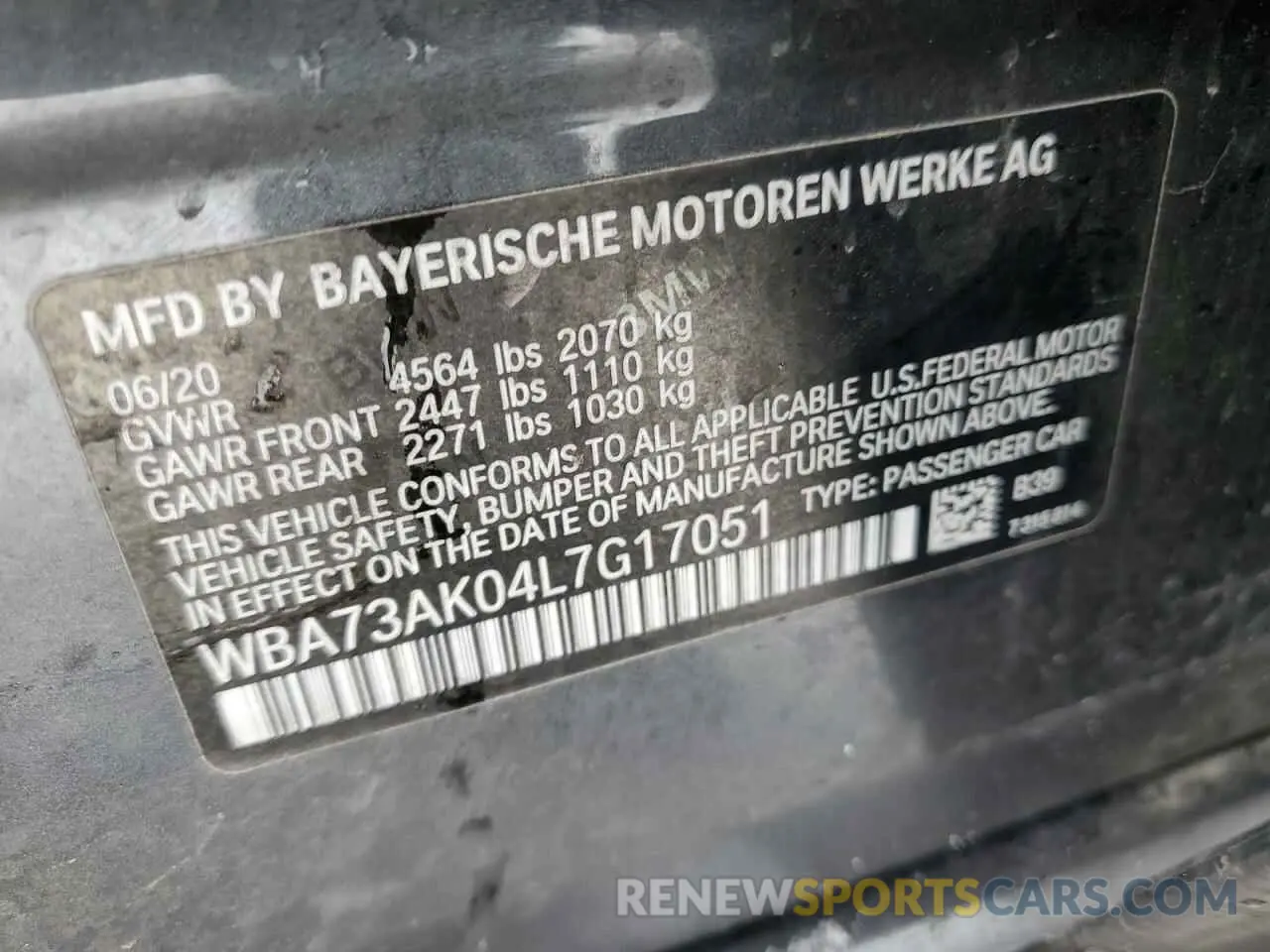 13 Photograph of a damaged car WBA73AK04L7G17051 BMW 2 SERIES 2020