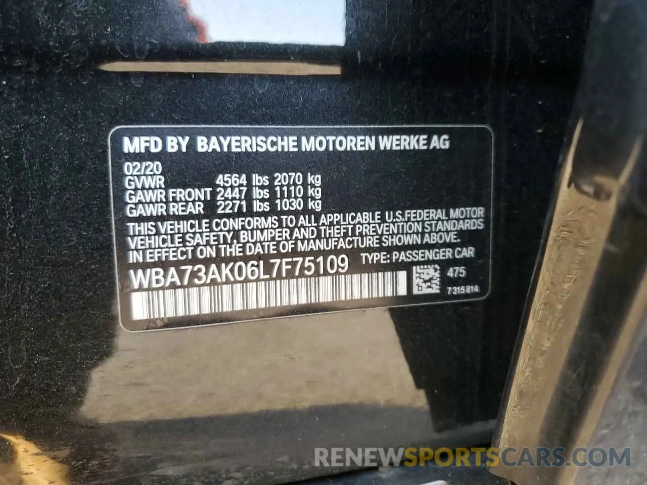 14 Фотография поврежденного автомобиля WBA73AK06L7F75109 BMW 2 SERIES 2020