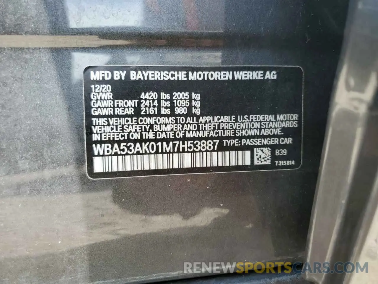 10 Photograph of a damaged car WBA53AK01M7H53887 BMW 2 SERIES 2021