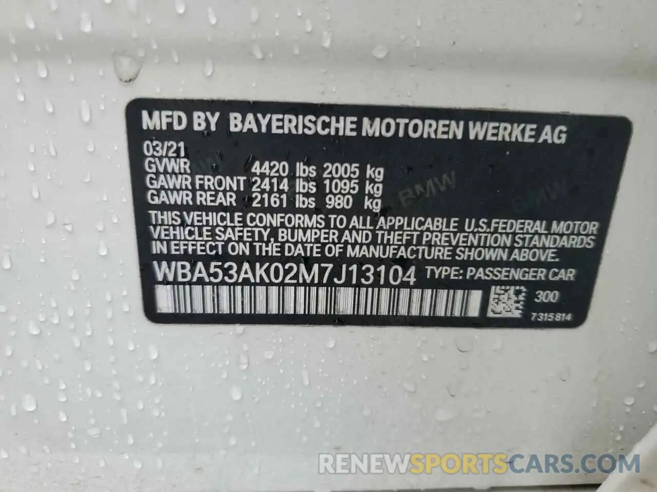 12 Фотография поврежденного автомобиля WBA53AK02M7J13104 BMW 2 SERIES 2021
