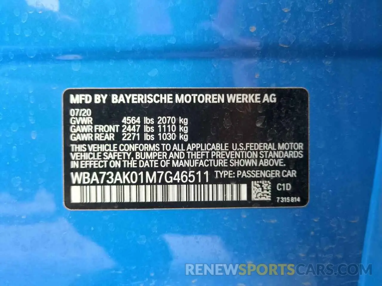 13 Photograph of a damaged car WBA73AK01M7G46511 BMW 2 SERIES 2021