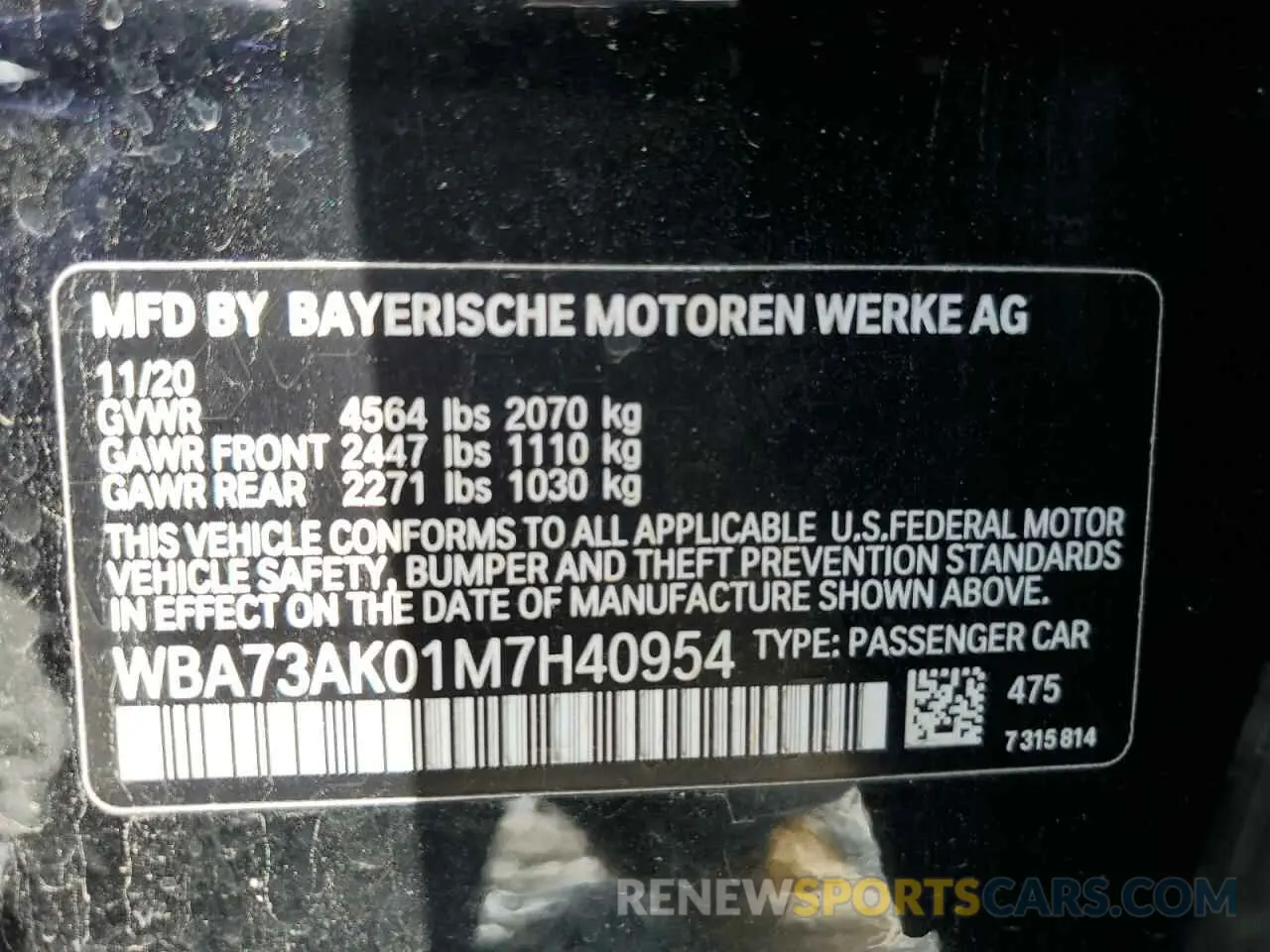 13 Photograph of a damaged car WBA73AK01M7H40954 BMW 2 SERIES 2021
