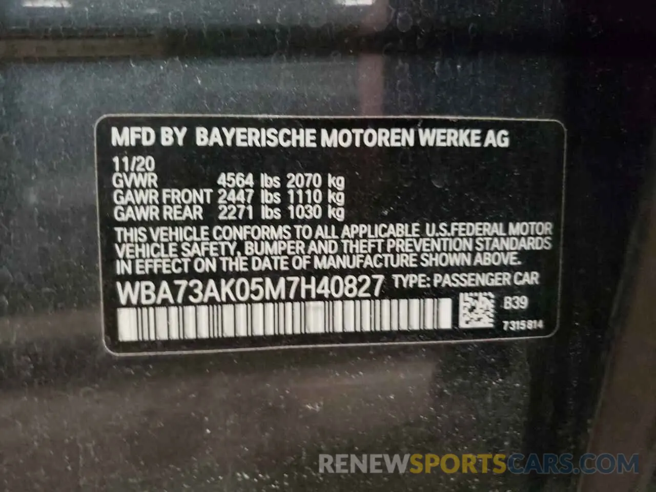10 Photograph of a damaged car WBA73AK05M7H40827 BMW 2 SERIES 2021