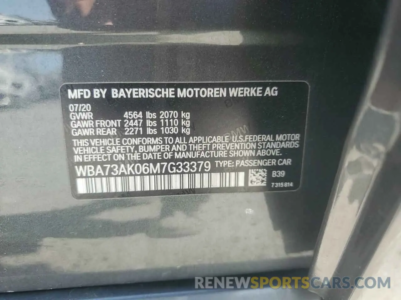 12 Фотография поврежденного автомобиля WBA73AK06M7G33379 BMW 2 SERIES 2021