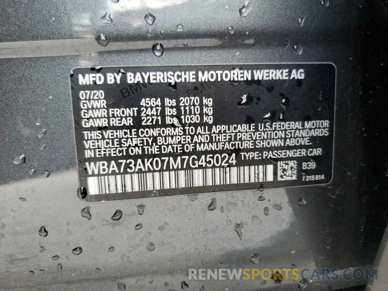 12 Photograph of a damaged car WBA73AK07M7G45024 BMW 2 SERIES 2021