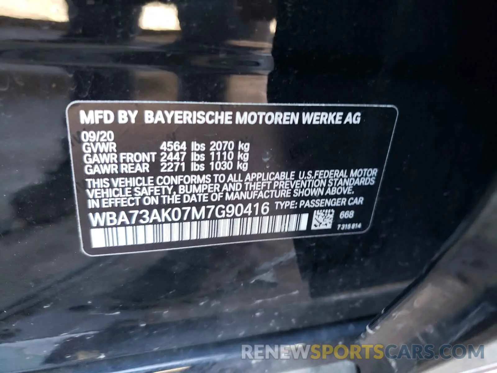 10 Photograph of a damaged car WBA73AK07M7G90416 BMW 2 SERIES 2021