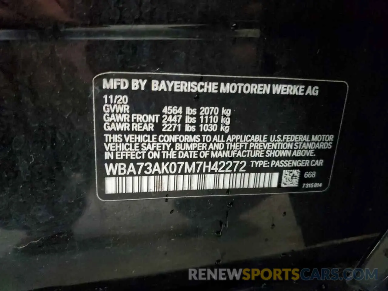 12 Photograph of a damaged car WBA73AK07M7H42272 BMW 2 SERIES 2021