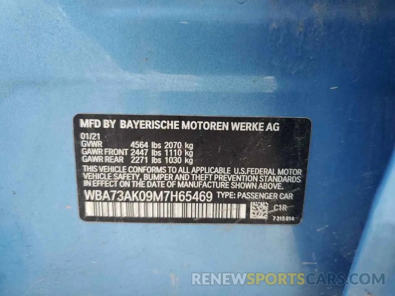 12 Фотография поврежденного автомобиля WBA73AK09M7H65469 BMW 2 SERIES 2021