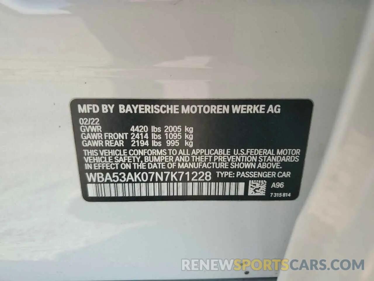 12 Фотография поврежденного автомобиля WBA53AK07N7K71228 BMW 2 SERIES 2022