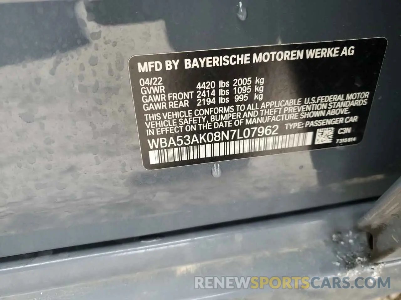 14 Photograph of a damaged car WBA53AK08N7L07962 BMW 2 SERIES 2022