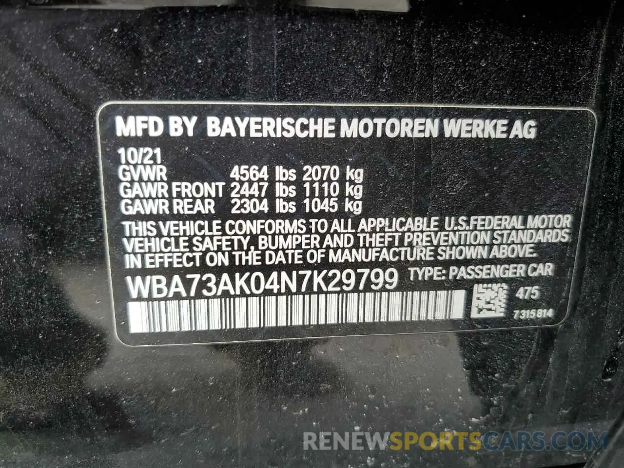 12 Photograph of a damaged car WBA73AK04N7K29799 BMW 2 SERIES 2022