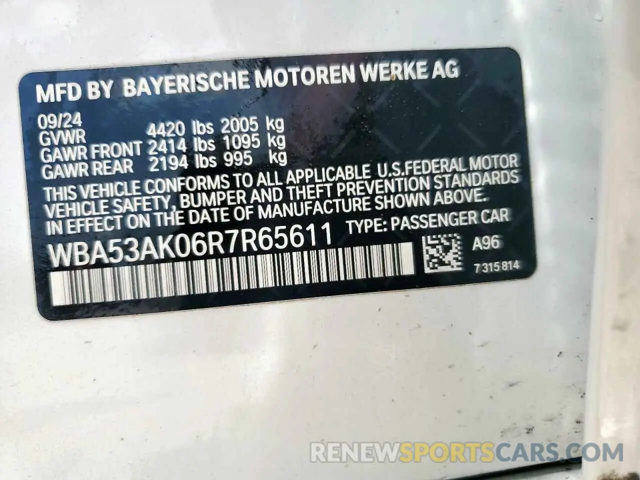 12 Photograph of a damaged car WBA53AK06R7R65611 BMW 2 SERIES 2024