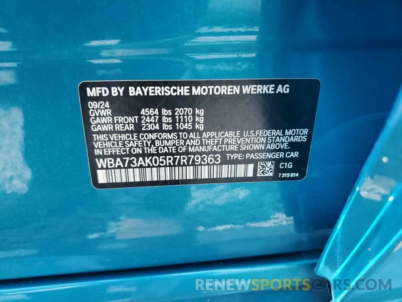 12 Photograph of a damaged car WBA73AK05R7R79363 BMW 2 SERIES 2024