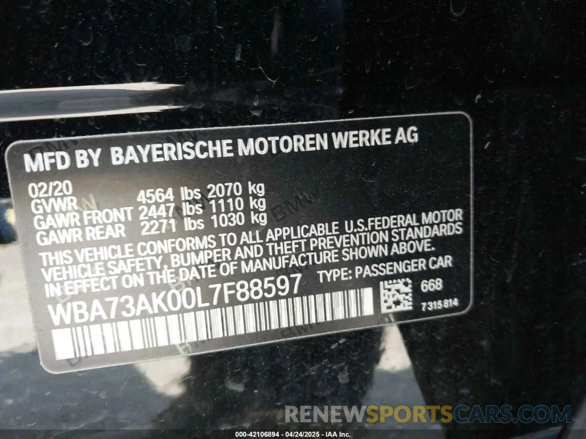 9 Photograph of a damaged car WBA73AK00L7F88597 BMW 228I GRAN COUPE 2020