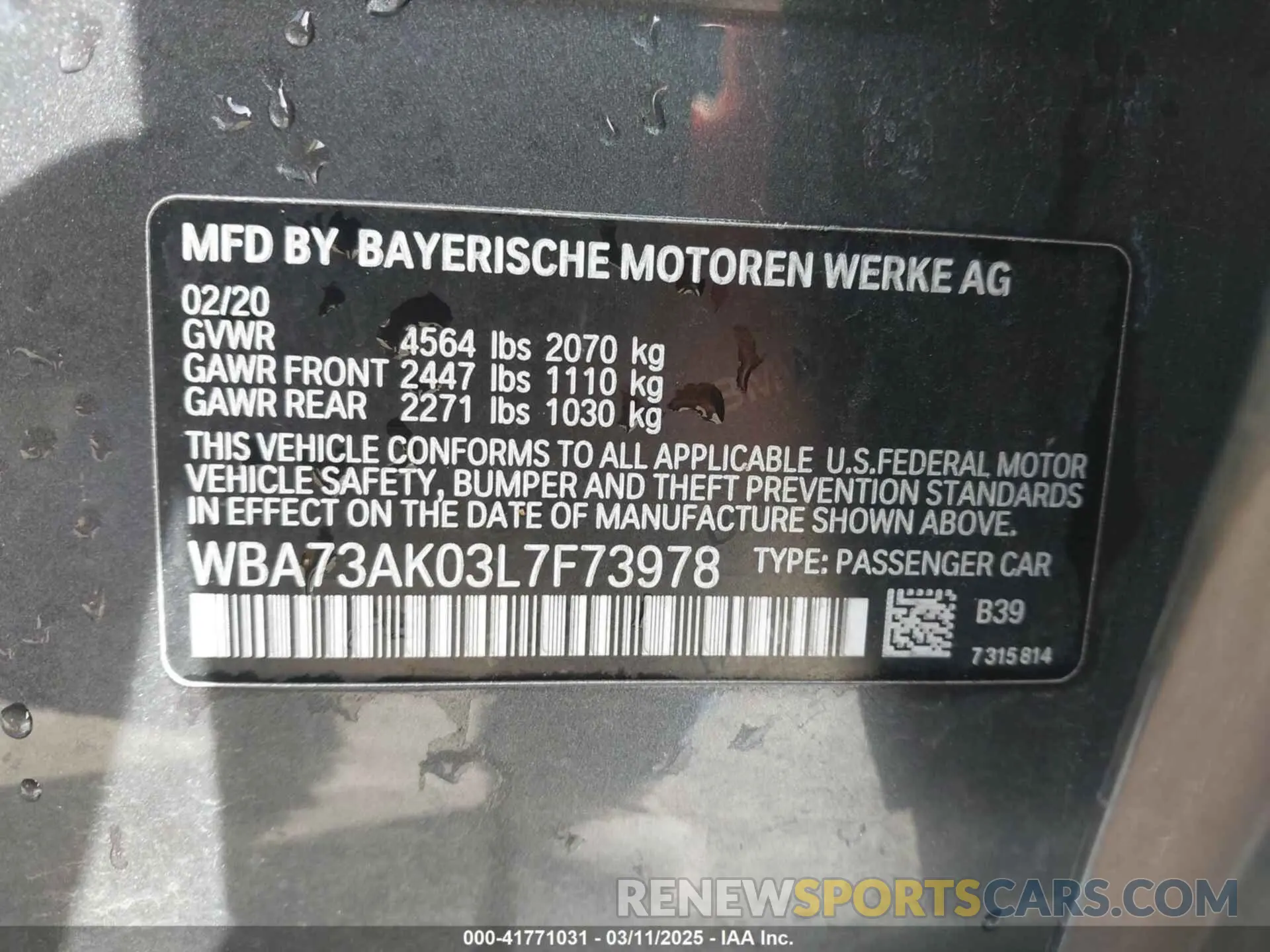 9 Фотография поврежденного автомобиля WBA73AK03L7F73978 BMW 228I GRAN COUPE 2020