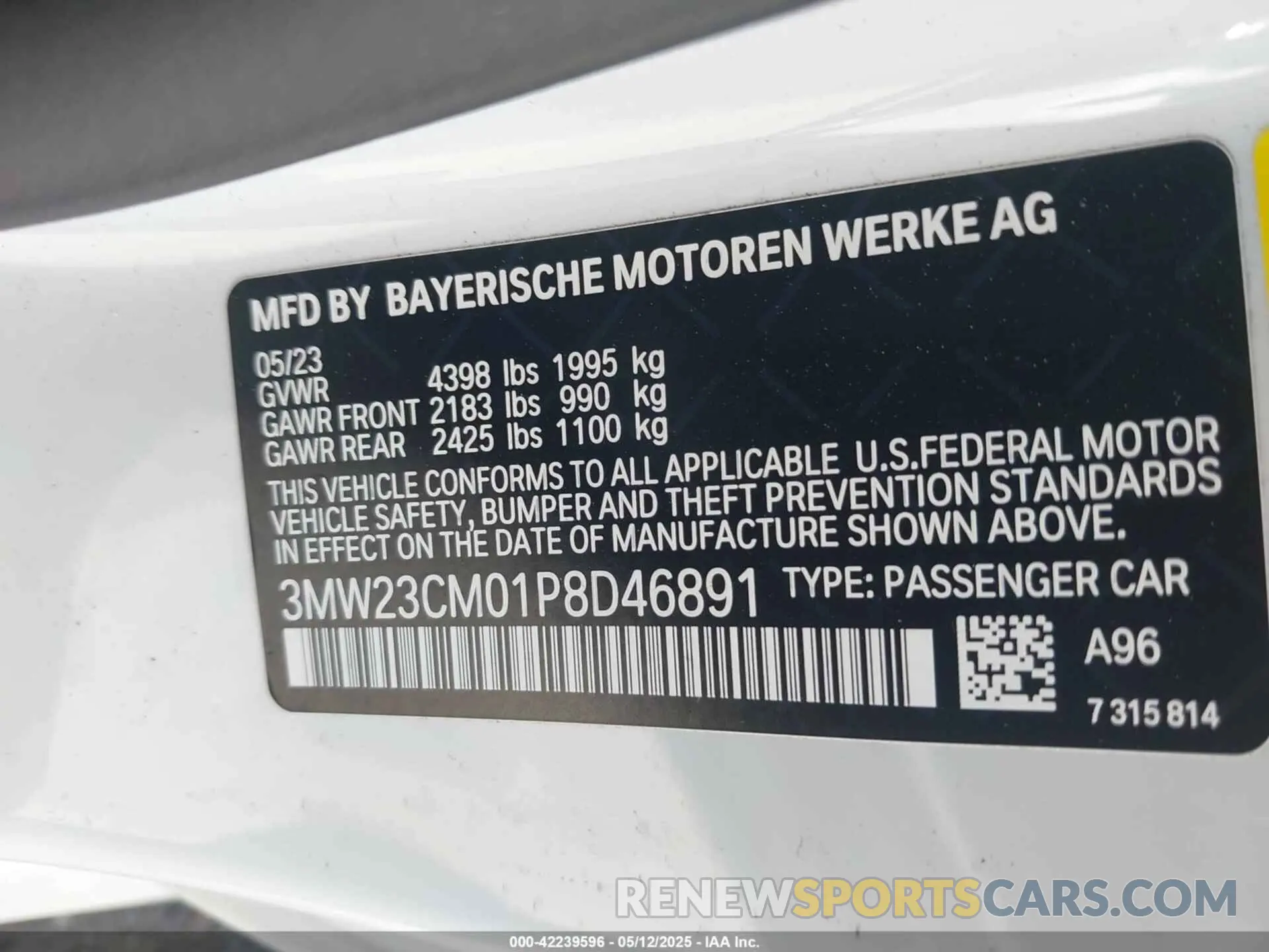 9 Фотография поврежденного автомобиля 3MW23CM01P8D46891 BMW 230 2023
