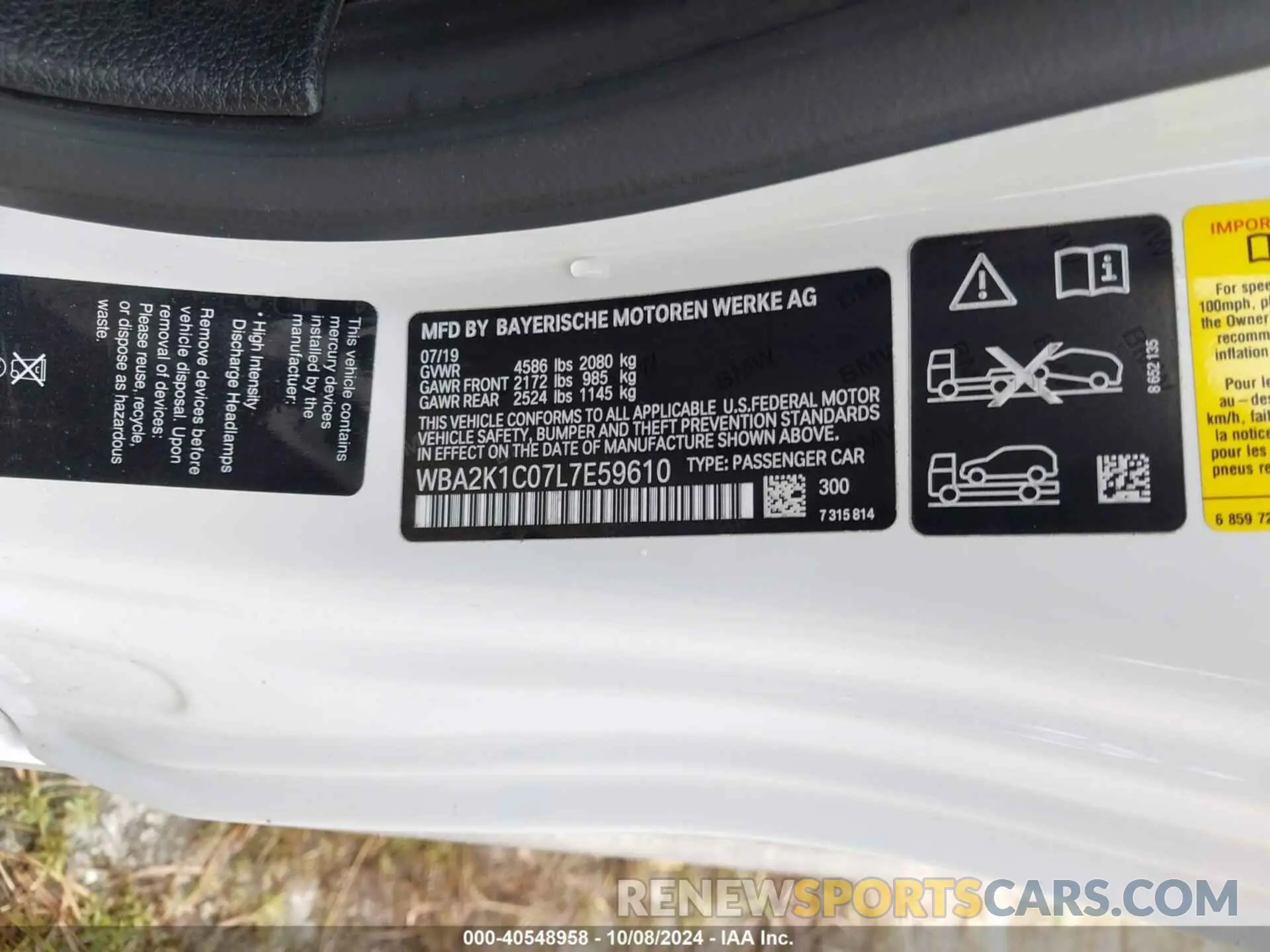 9 Фотография поврежденного автомобиля WBA2K1C07L7E59610 BMW 230I 2020