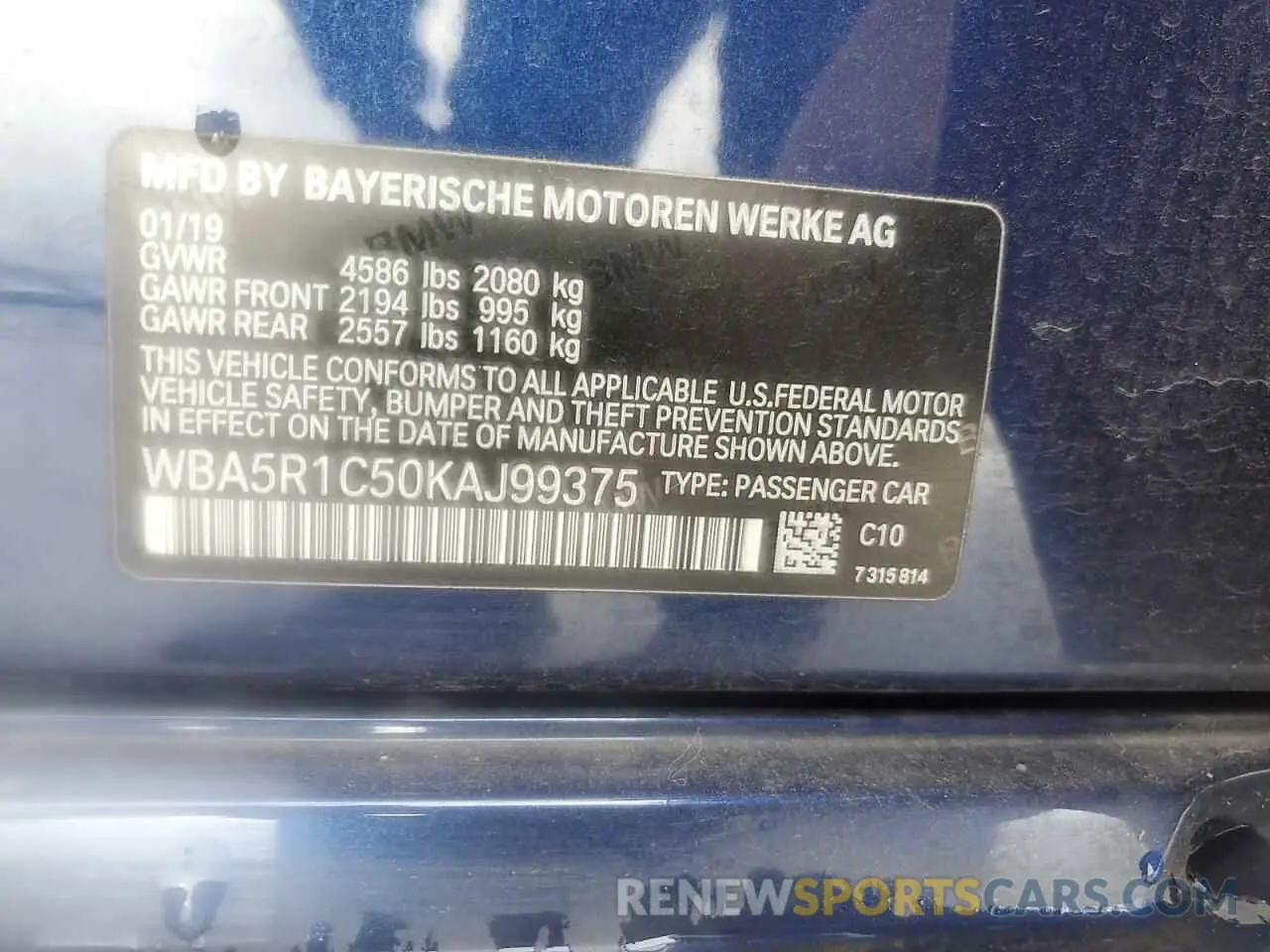 14 Фотография поврежденного автомобиля WBA5R1C50KAJ99375 BMW 3 SERIES 2019
