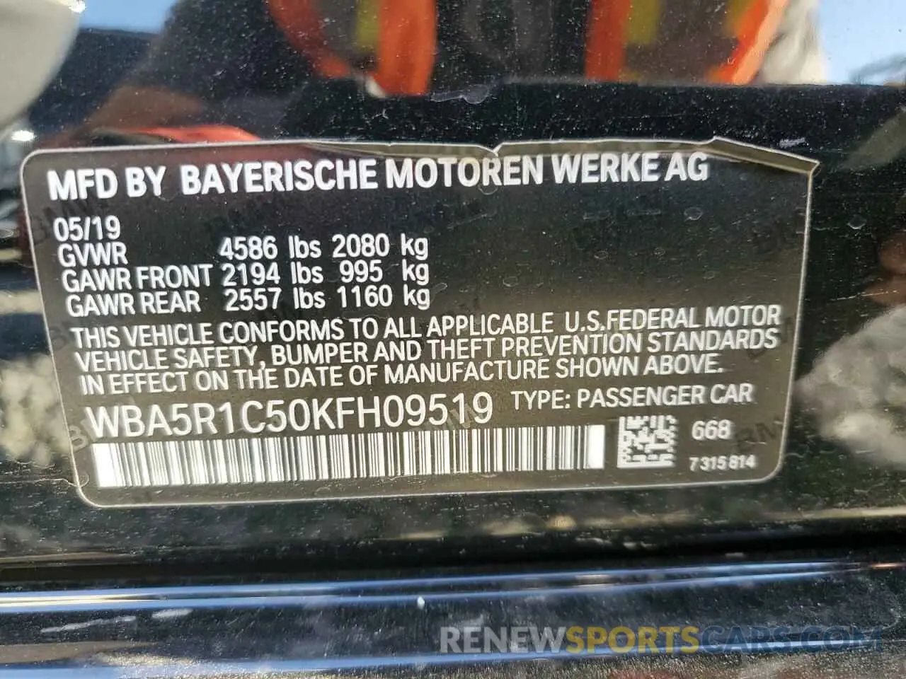 13 Фотография поврежденного автомобиля WBA5R1C50KFH09519 BMW 3 SERIES 2019