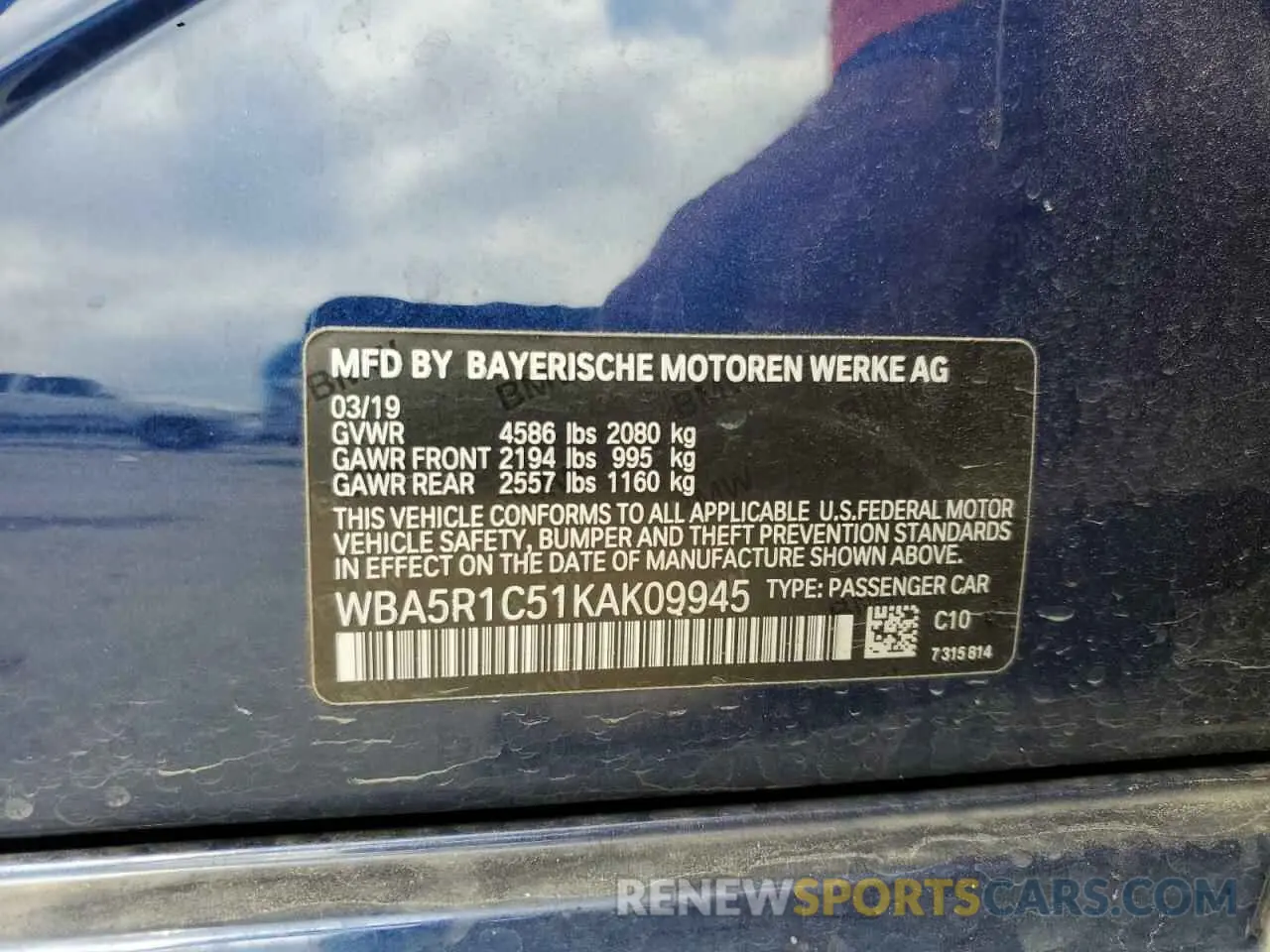12 Photograph of a damaged car WBA5R1C51KAK09945 BMW 3 SERIES 2019