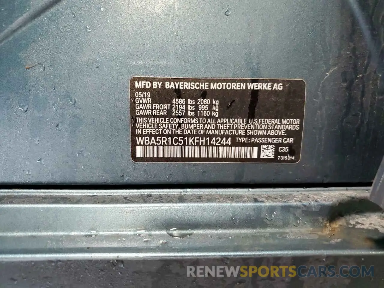 13 Photograph of a damaged car WBA5R1C51KFH14244 BMW 3 SERIES 2019