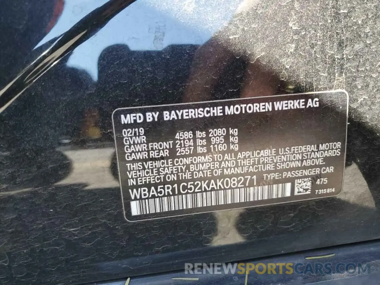 12 Photograph of a damaged car WBA5R1C52KAK08271 BMW 3 SERIES 2019