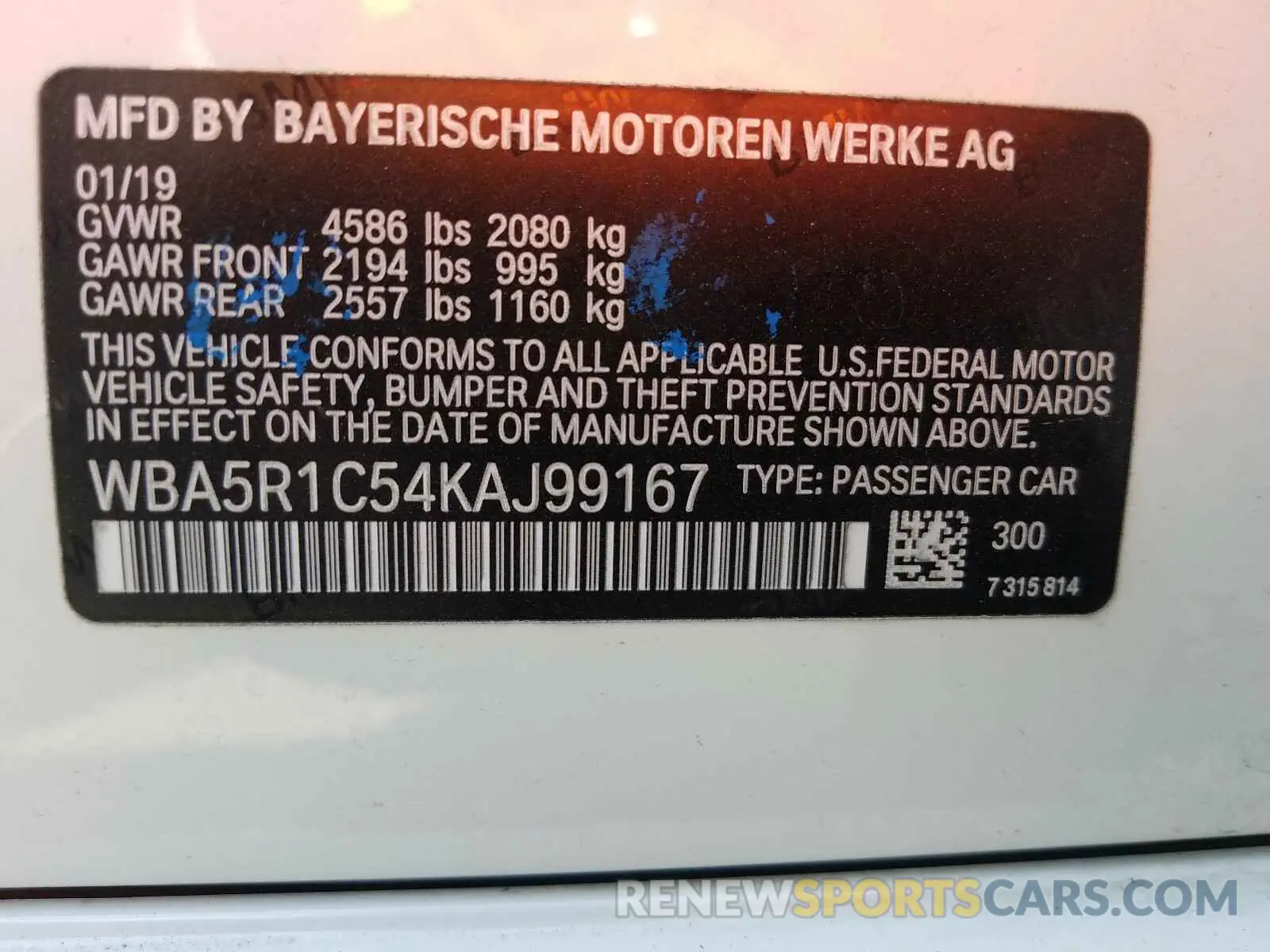 10 Фотография поврежденного автомобиля WBA5R1C54KAJ99167 BMW 3 SERIES 2019