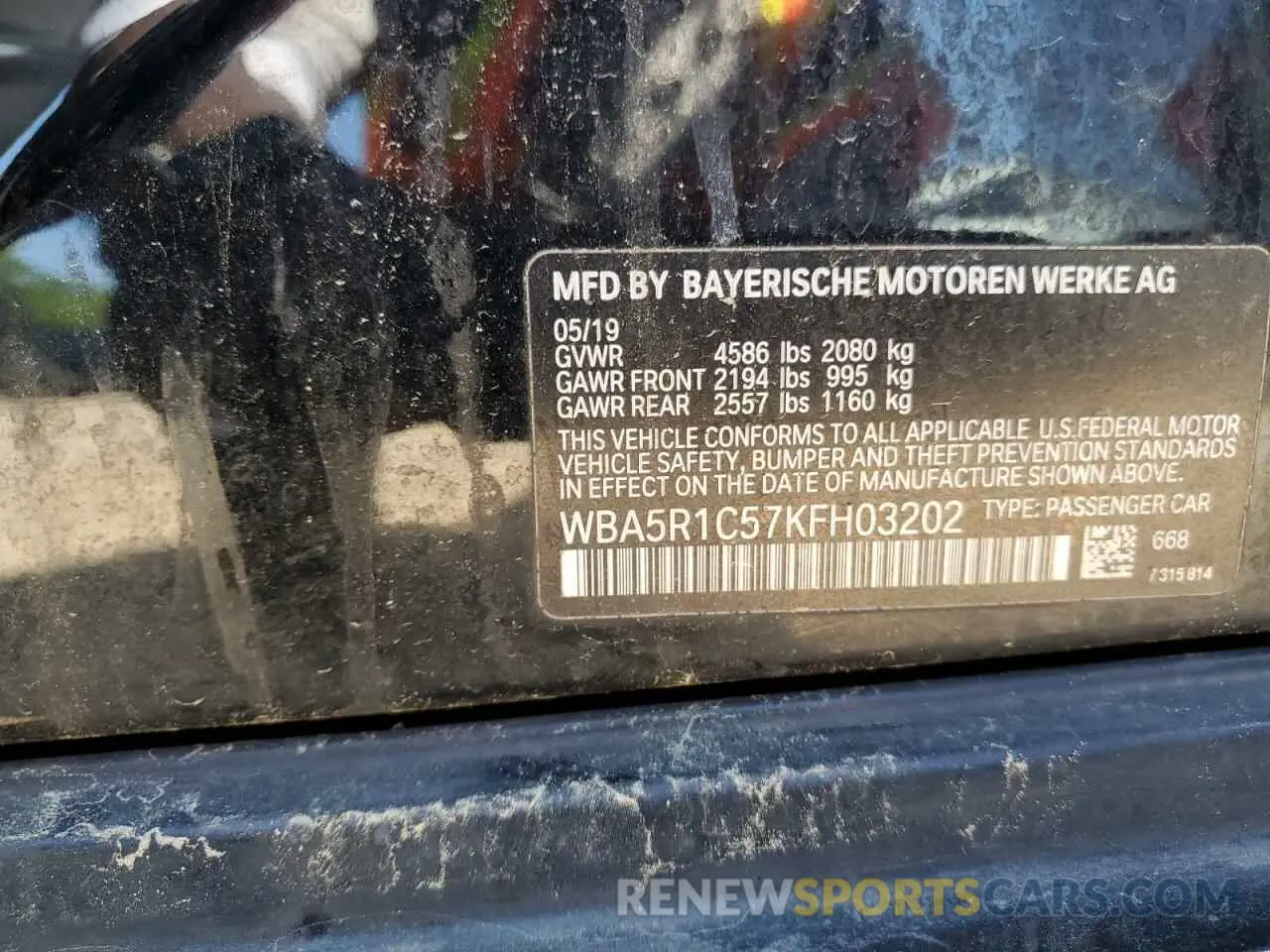 12 Фотография поврежденного автомобиля WBA5R1C57KFH03202 BMW 3 SERIES 2019