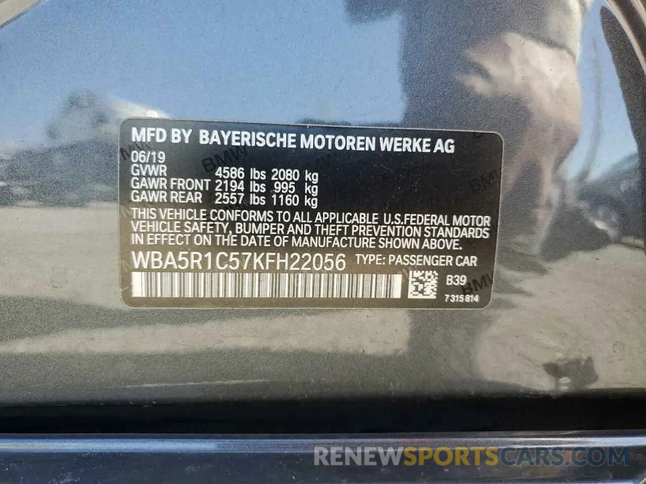 14 Фотография поврежденного автомобиля WBA5R1C57KFH22056 BMW 3 SERIES 2019
