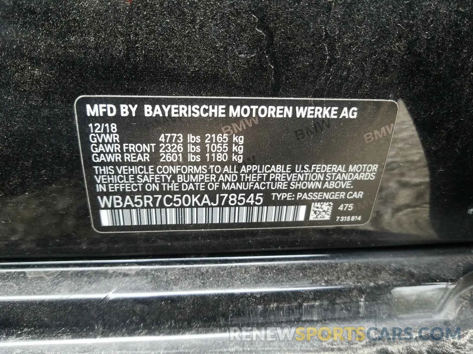 10 Photograph of a damaged car WBA5R7C50KAJ78545 BMW 3 SERIES 2019