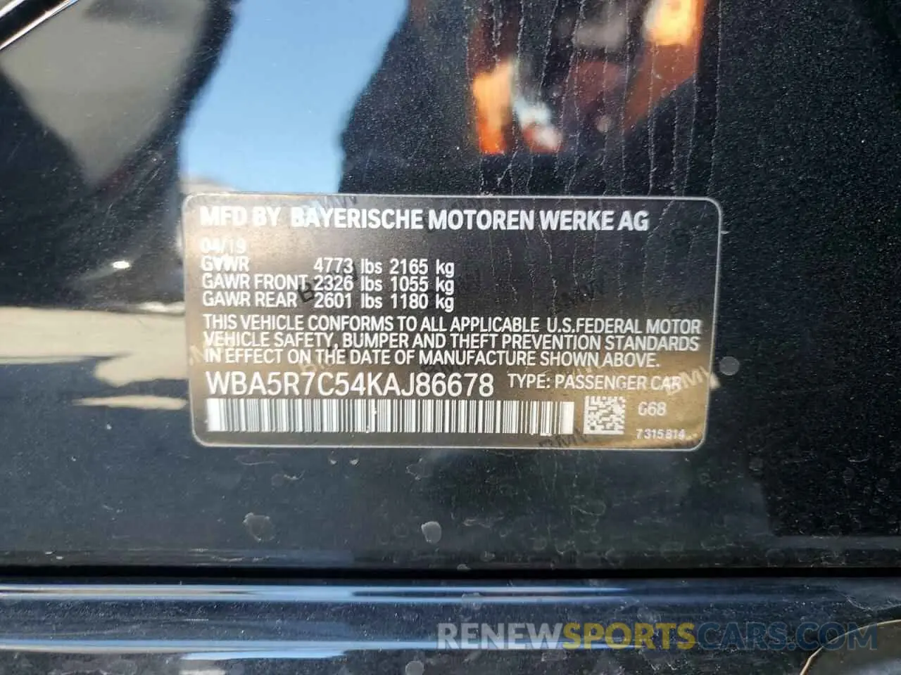 12 Фотография поврежденного автомобиля WBA5R7C54KAJ86678 BMW 3 SERIES 2019