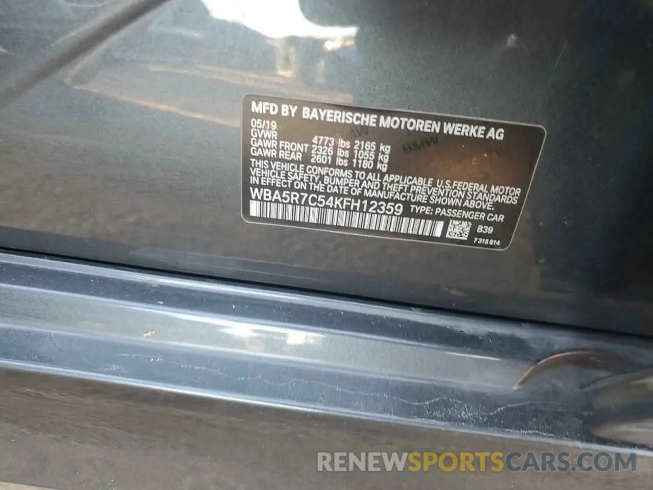 12 Фотография поврежденного автомобиля WBA5R7C54KFH12359 BMW 3 SERIES 2019