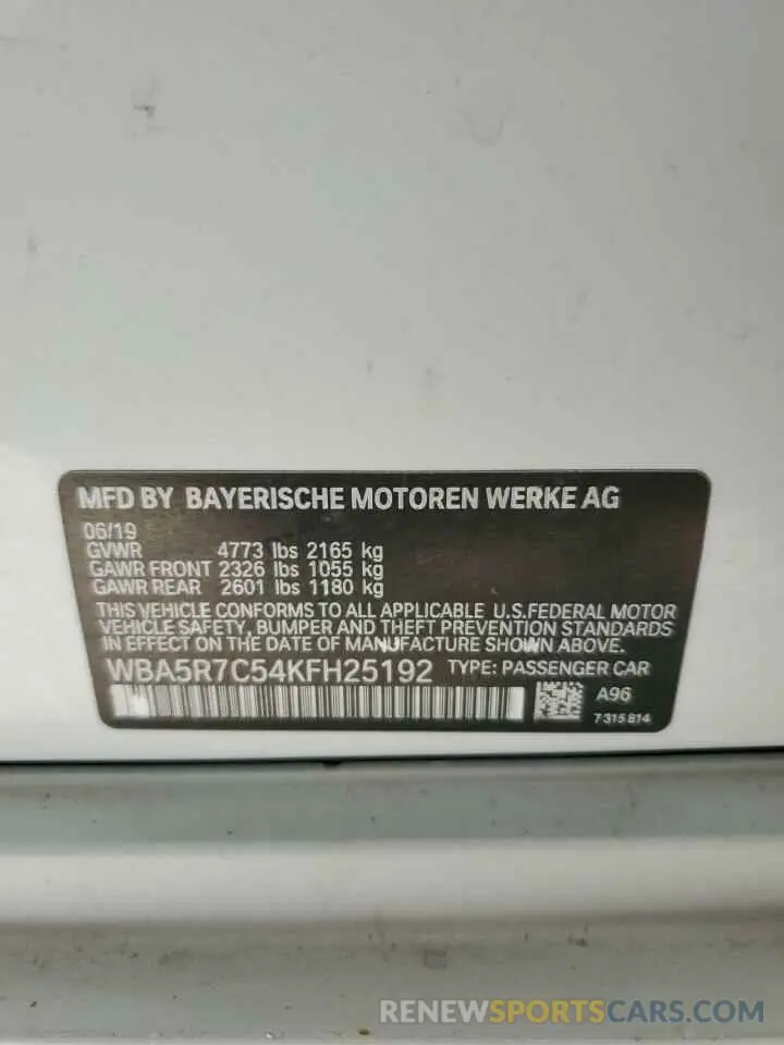 13 Photograph of a damaged car WBA5R7C54KFH25192 BMW 3 SERIES 2019
