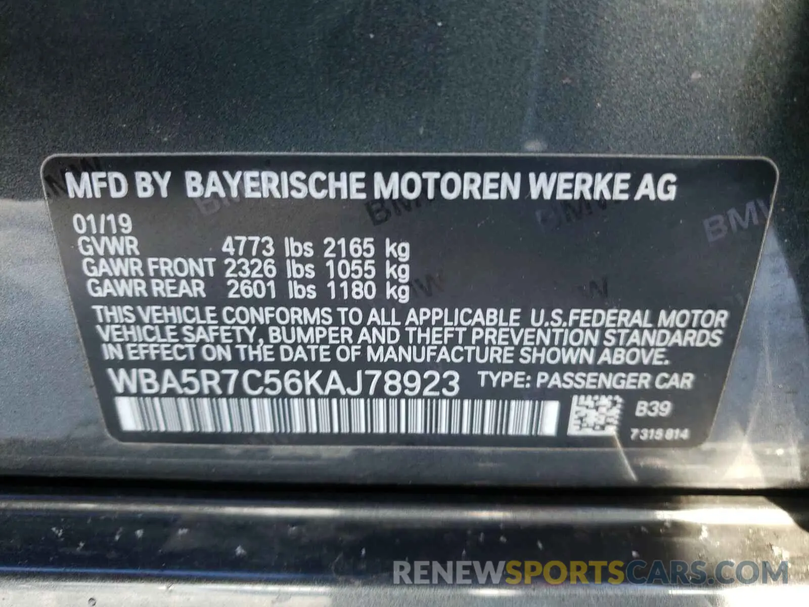 10 Photograph of a damaged car WBA5R7C56KAJ78923 BMW 3 SERIES 2019
