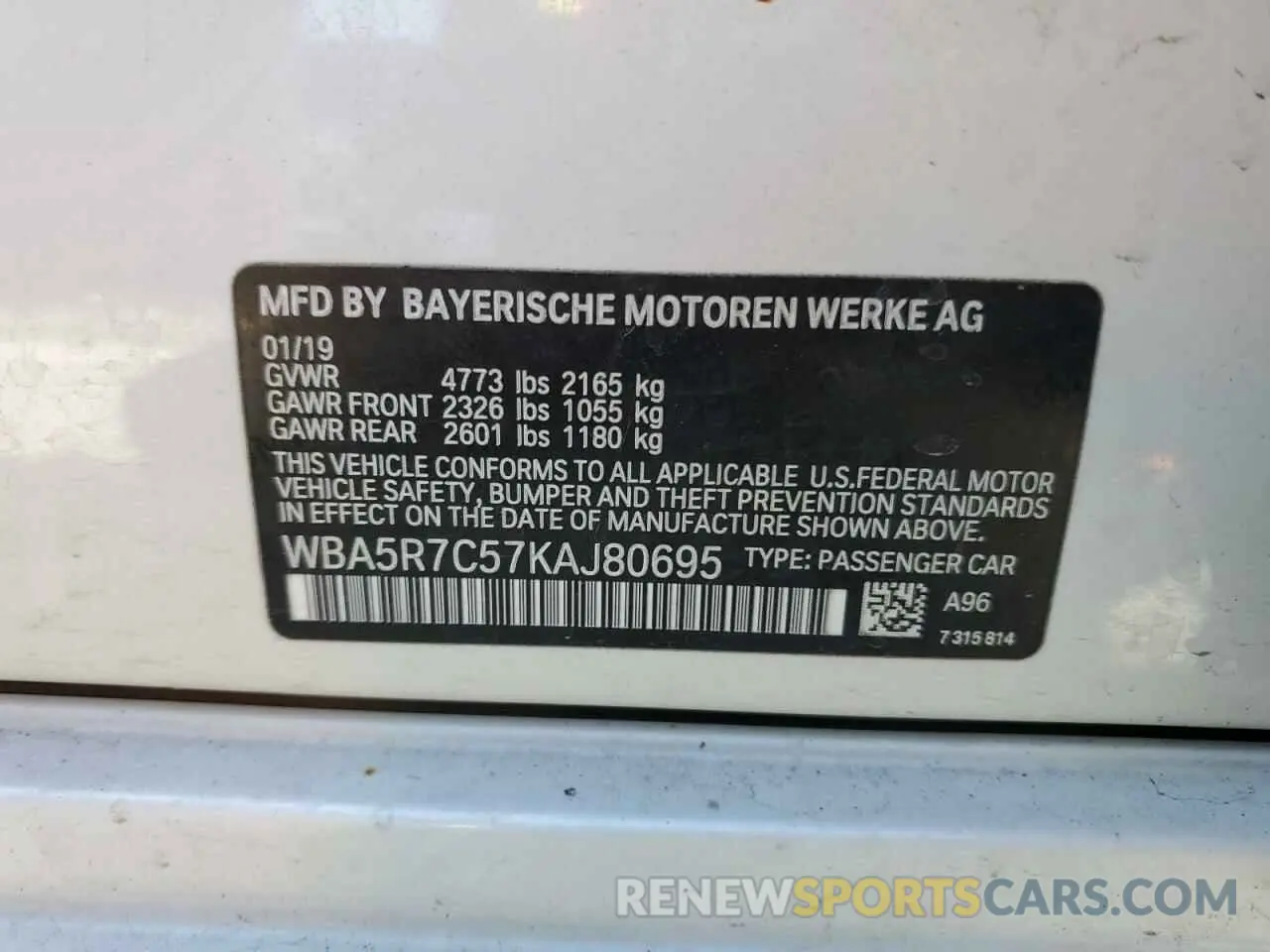 13 Photograph of a damaged car WBA5R7C57KAJ80695 BMW 3 SERIES 2019
