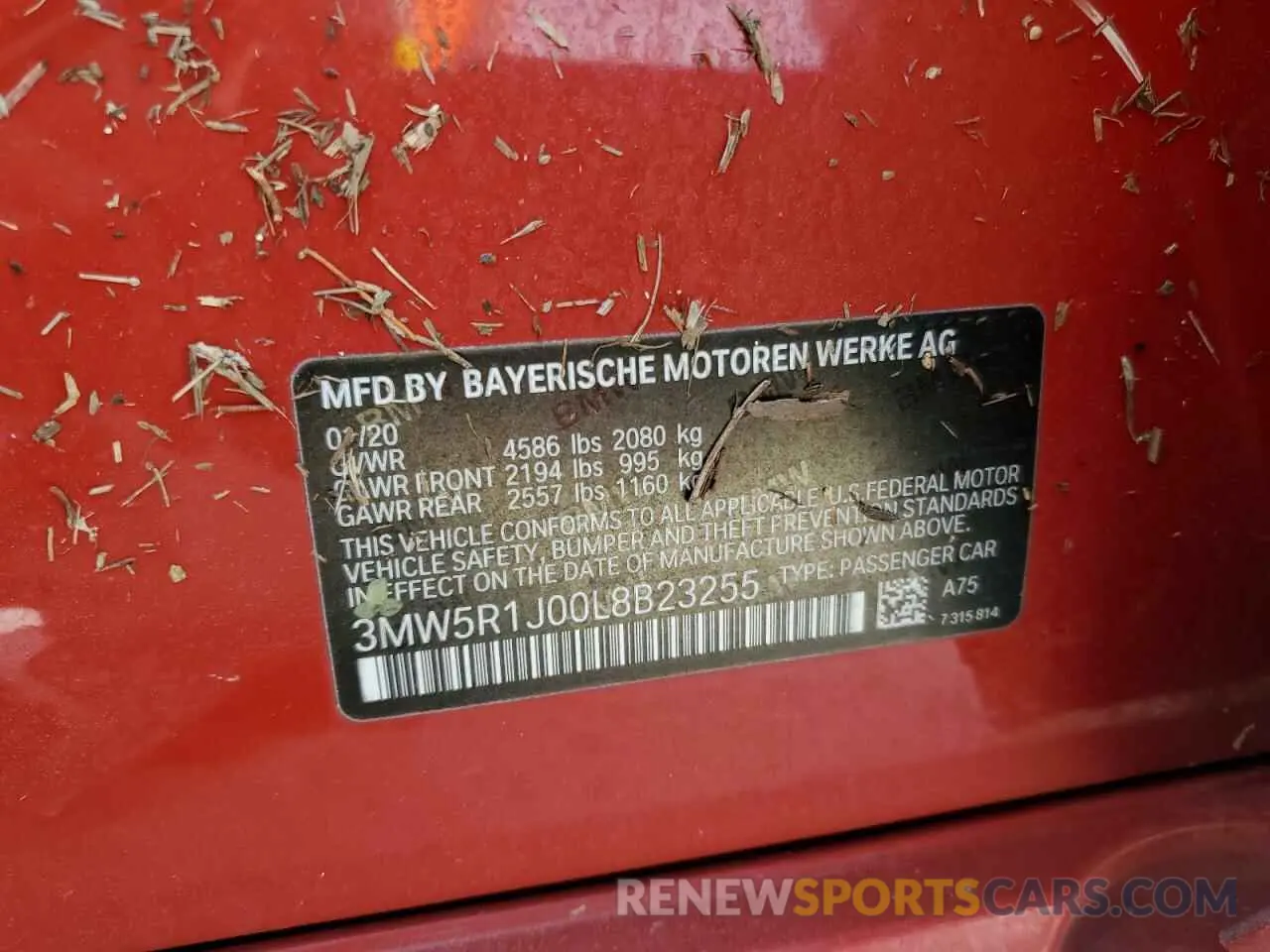 13 Фотография поврежденного автомобиля 3MW5R1J00L8B23255 BMW 3 SERIES 2020