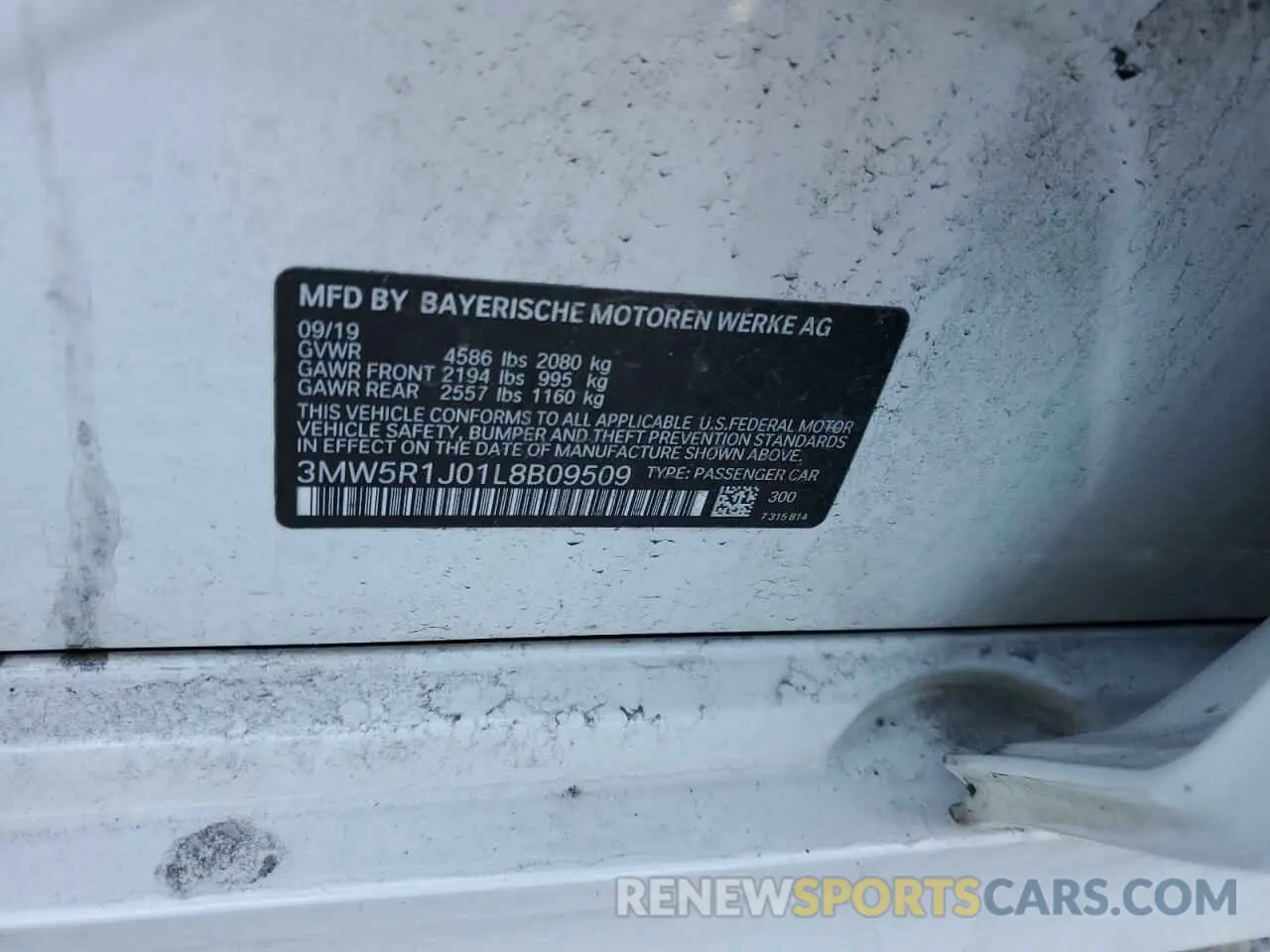 12 Photograph of a damaged car 3MW5R1J01L8B09509 BMW 3 SERIES 2020