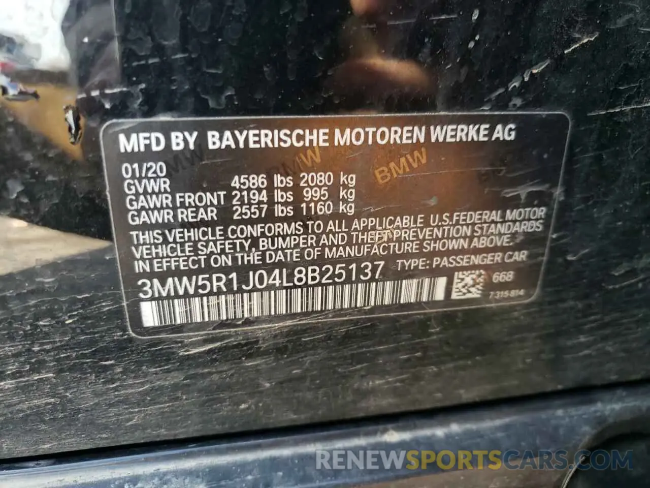 12 Фотография поврежденного автомобиля 3MW5R1J04L8B25137 BMW 3 SERIES 2020