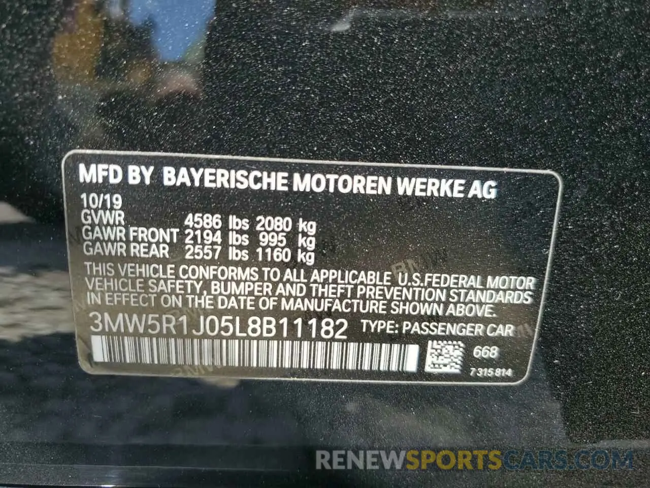 12 Photograph of a damaged car 3MW5R1J05L8B11182 BMW 3 SERIES 2020
