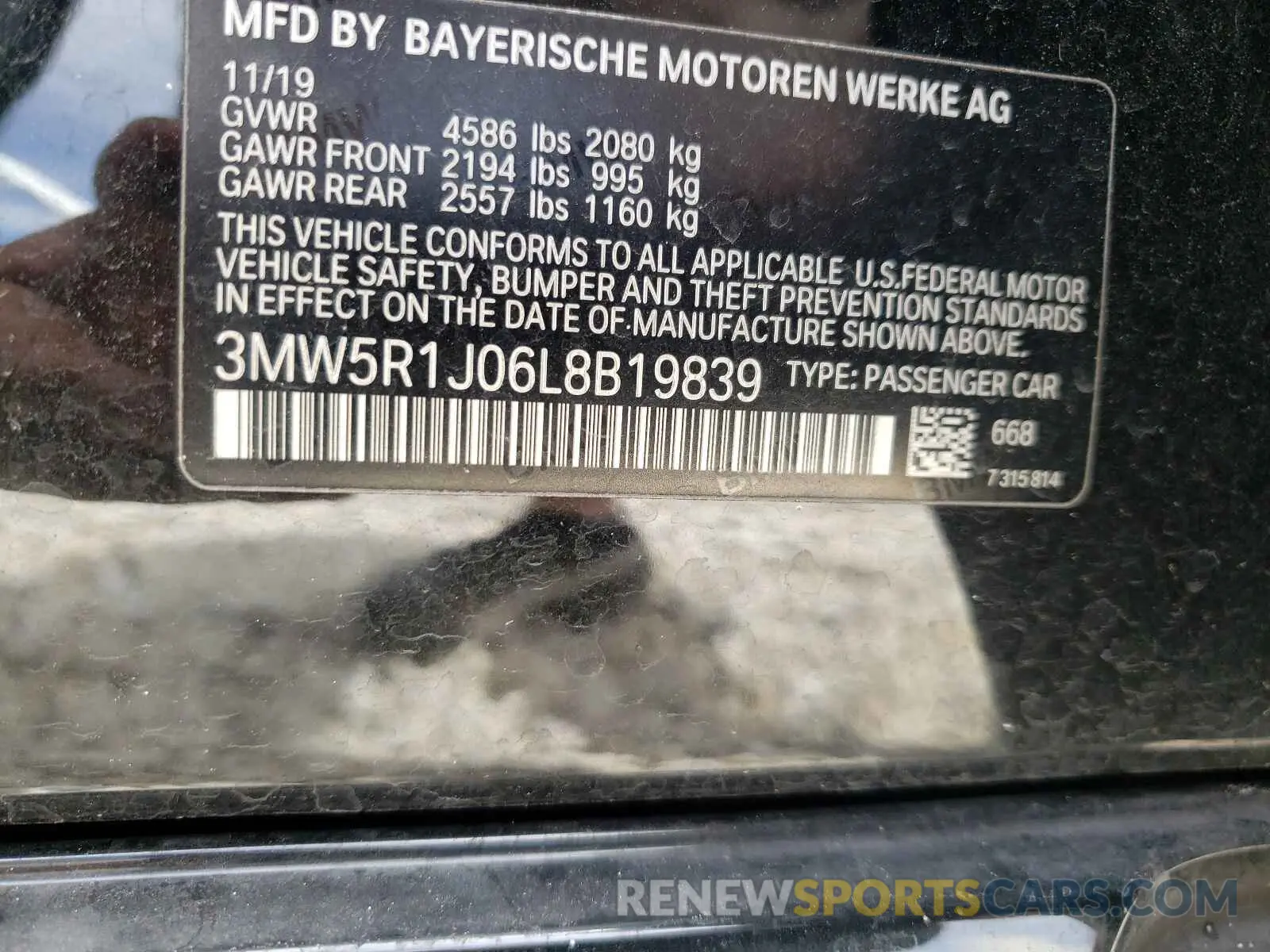 10 Photograph of a damaged car 3MW5R1J06L8B19839 BMW 3 SERIES 2020