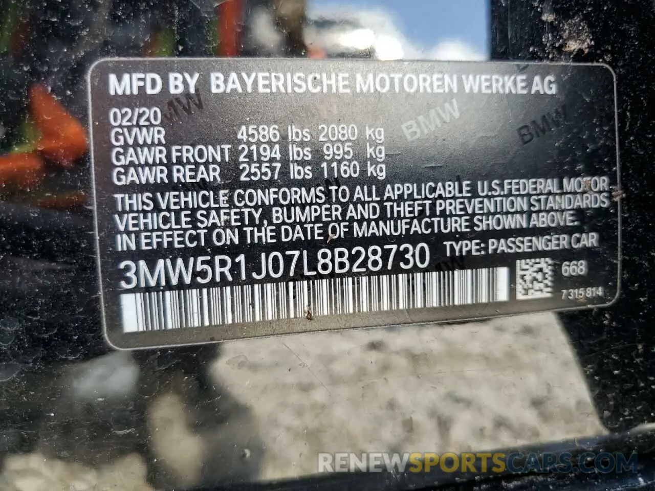 13 Фотография поврежденного автомобиля 3MW5R1J07L8B28730 BMW 3 SERIES 2020