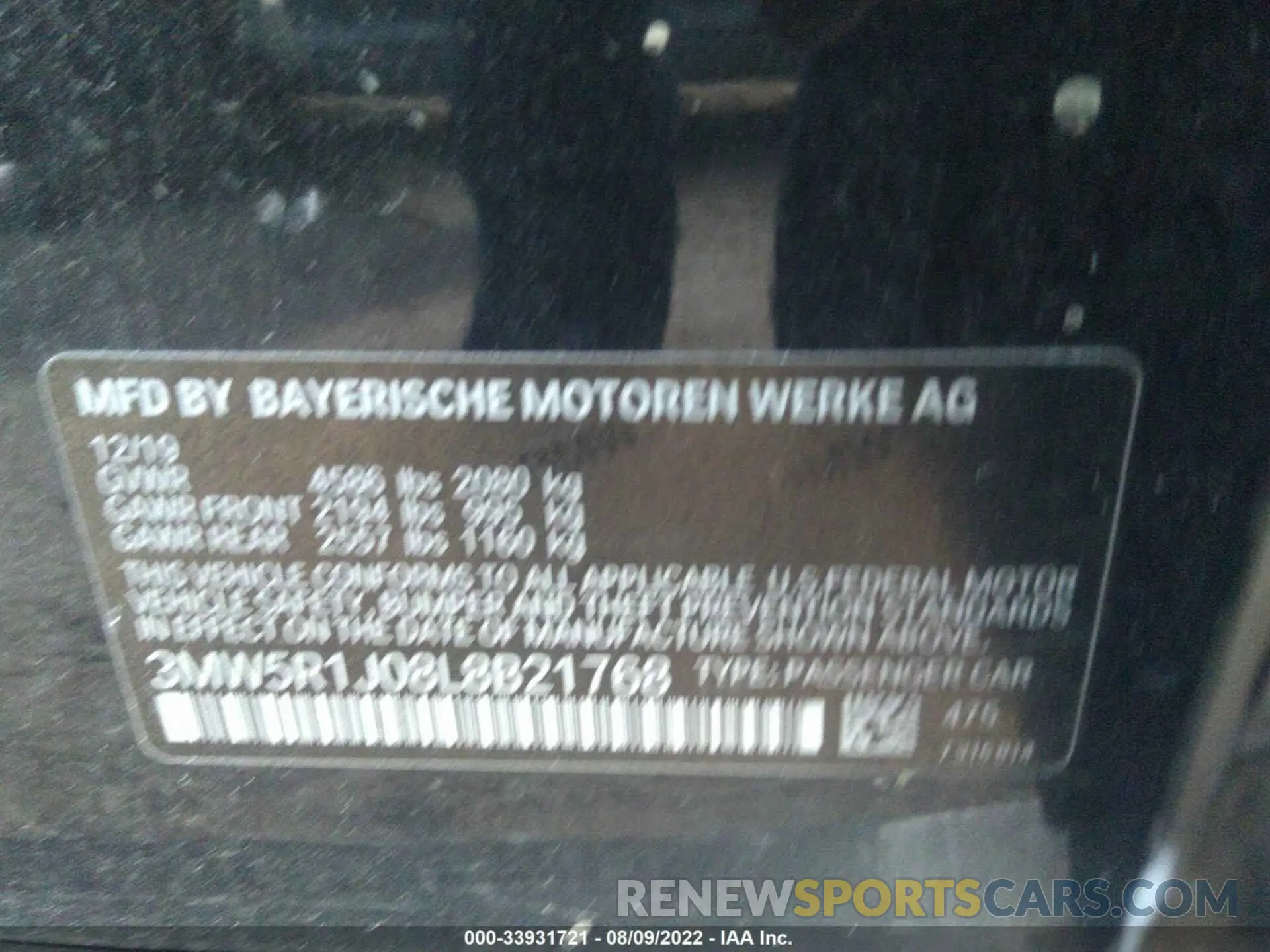 9 Photograph of a damaged car 3MW5R1J08L8B21768 BMW 3 SERIES 2020