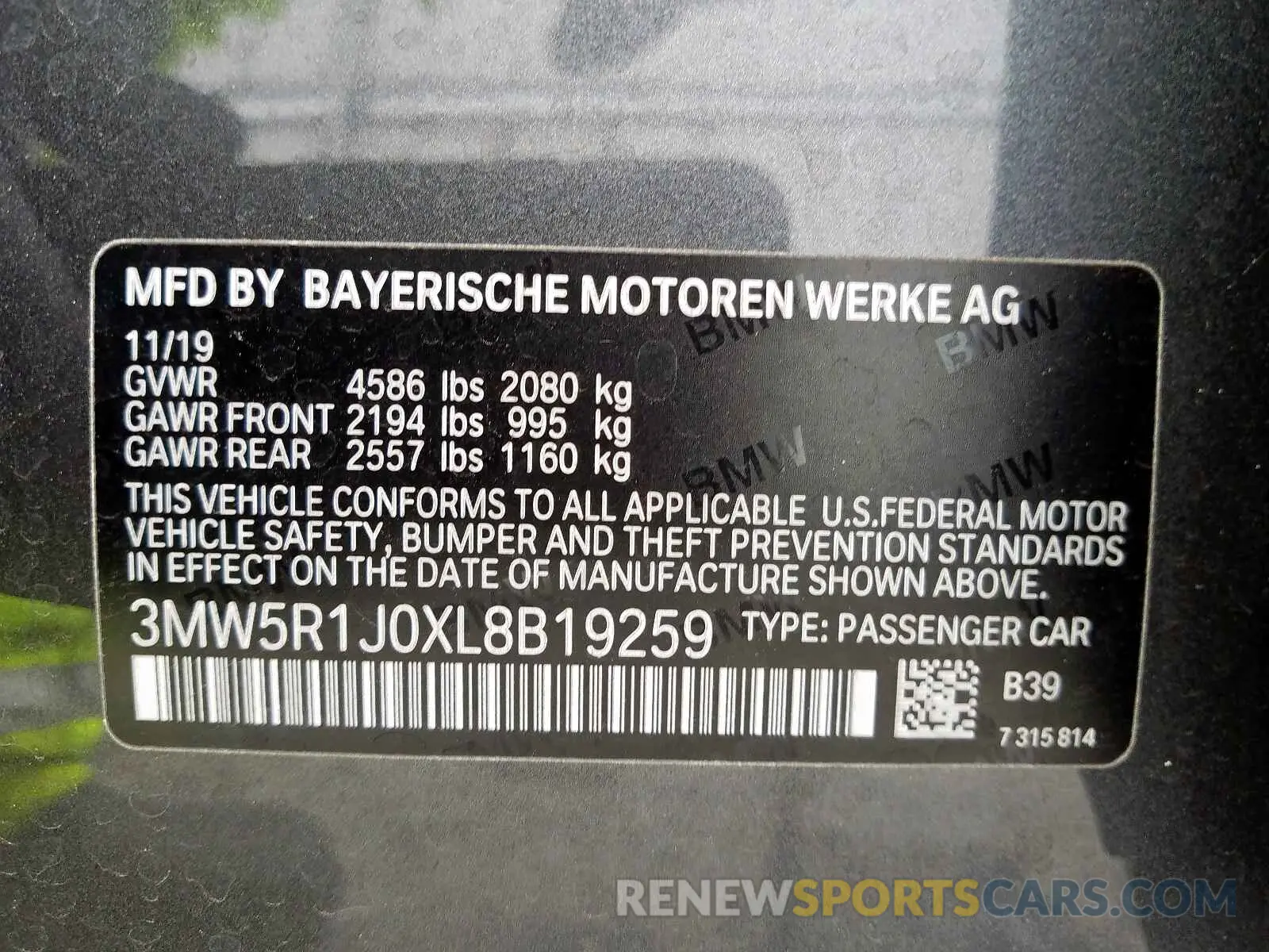 10 Photograph of a damaged car 3MW5R1J0XL8B19259 BMW 3 SERIES 2020