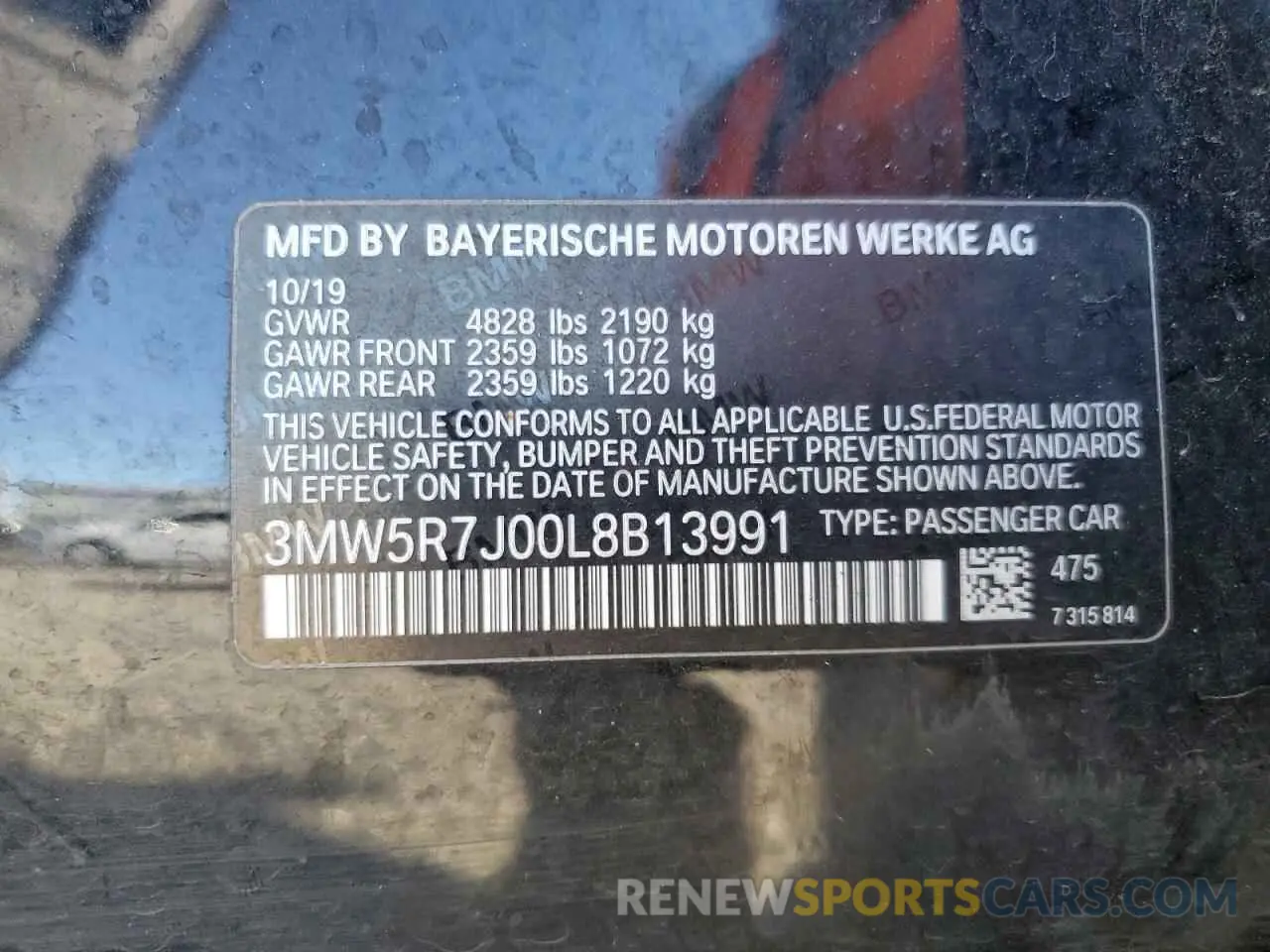 12 Фотография поврежденного автомобиля 3MW5R7J00L8B13991 BMW 3 SERIES 2020