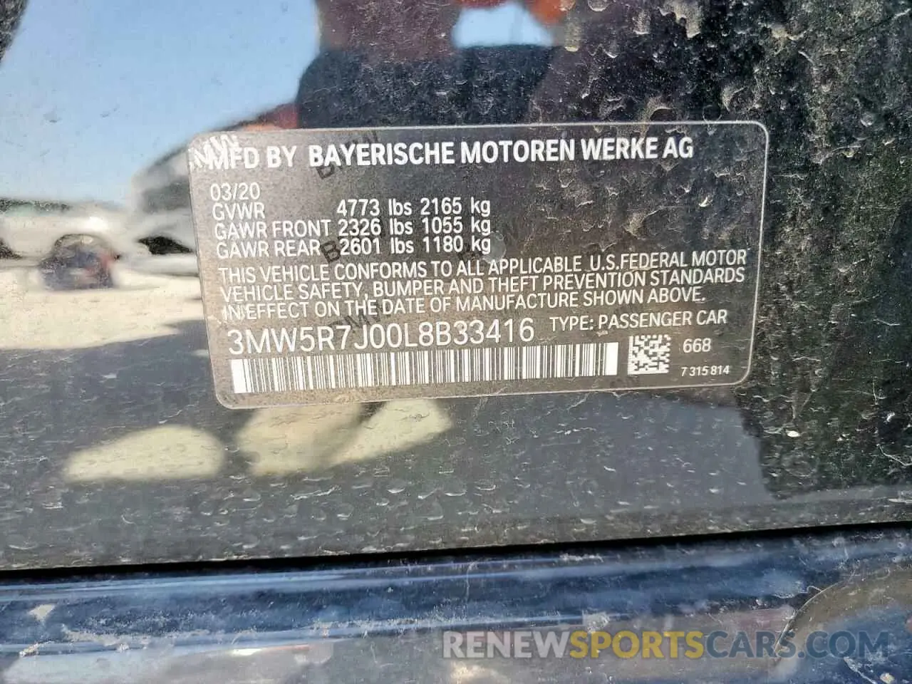 12 Photograph of a damaged car 3MW5R7J00L8B33416 BMW 3 SERIES 2020